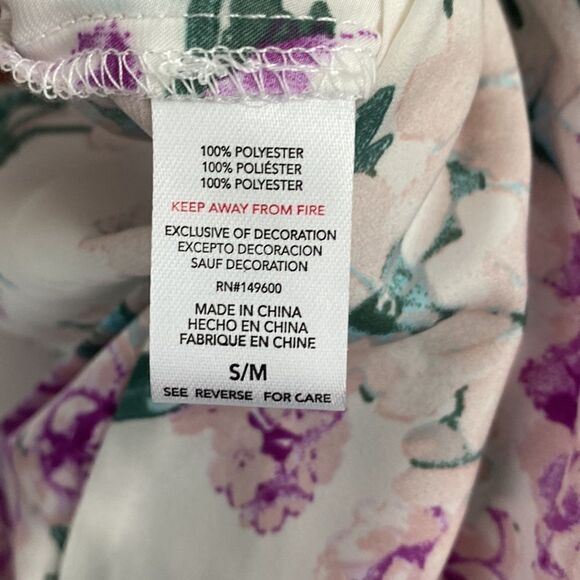 Flora Nikrooz Robe Women’s Size Small Medium Floral Print 3/4 Sleeve Short Robe - Picture 5 of 9